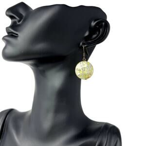 Fashion Earrings Yellow Tone Fashion Jewelry Glam Confetti looking inside Disc G